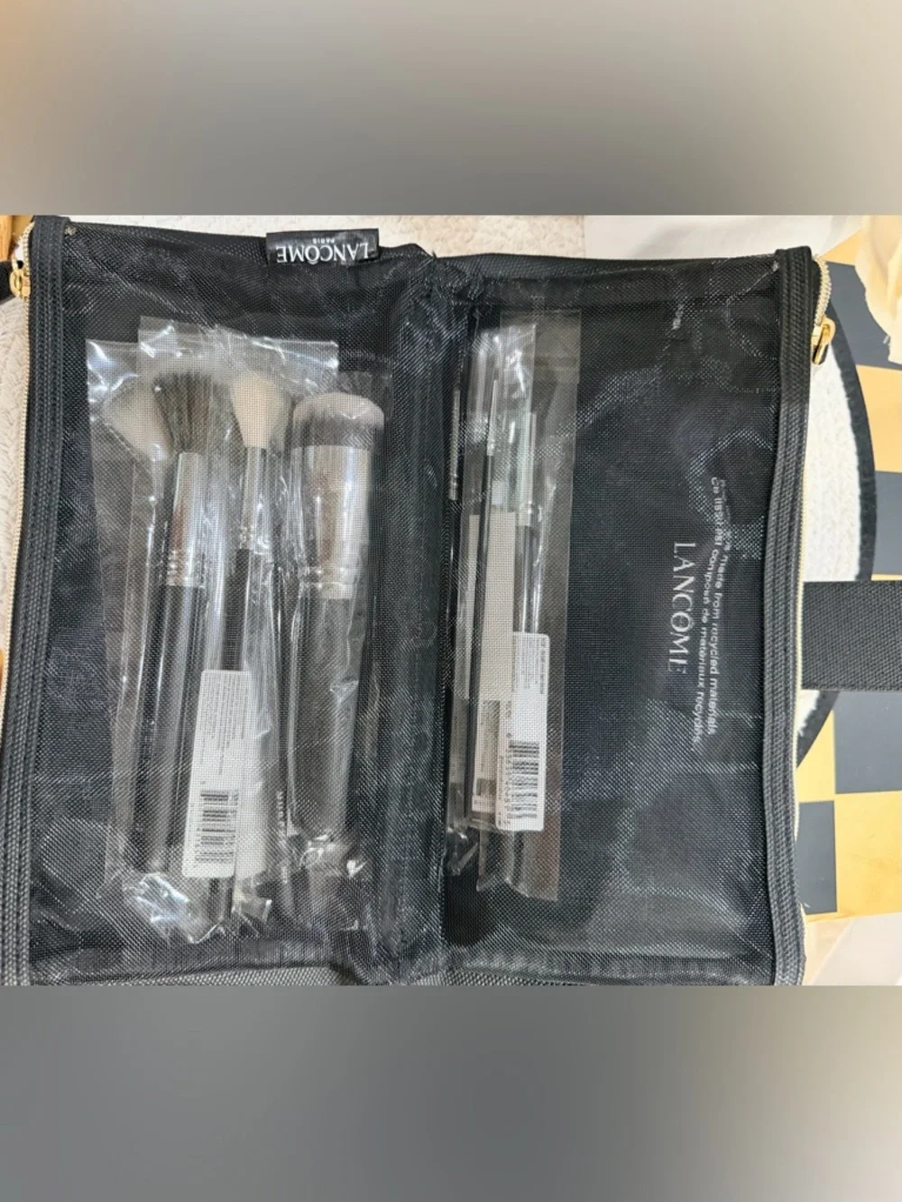 10 Piece Black/Silver Morphe Makeup Brush Set & Lancôme Paris Cosmetic Bag- New✨